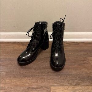 Black Lace-Up Ankle Boots